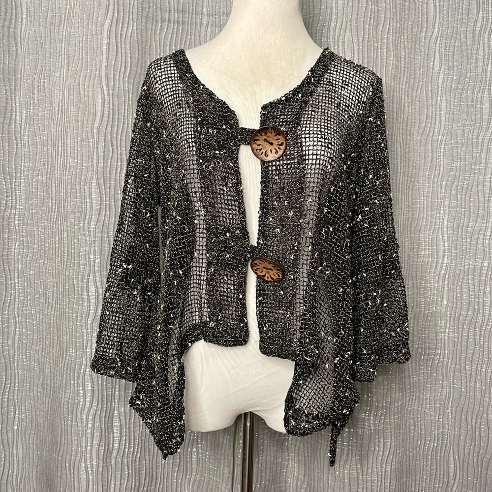 Nina Leonard mesh cardigan topper